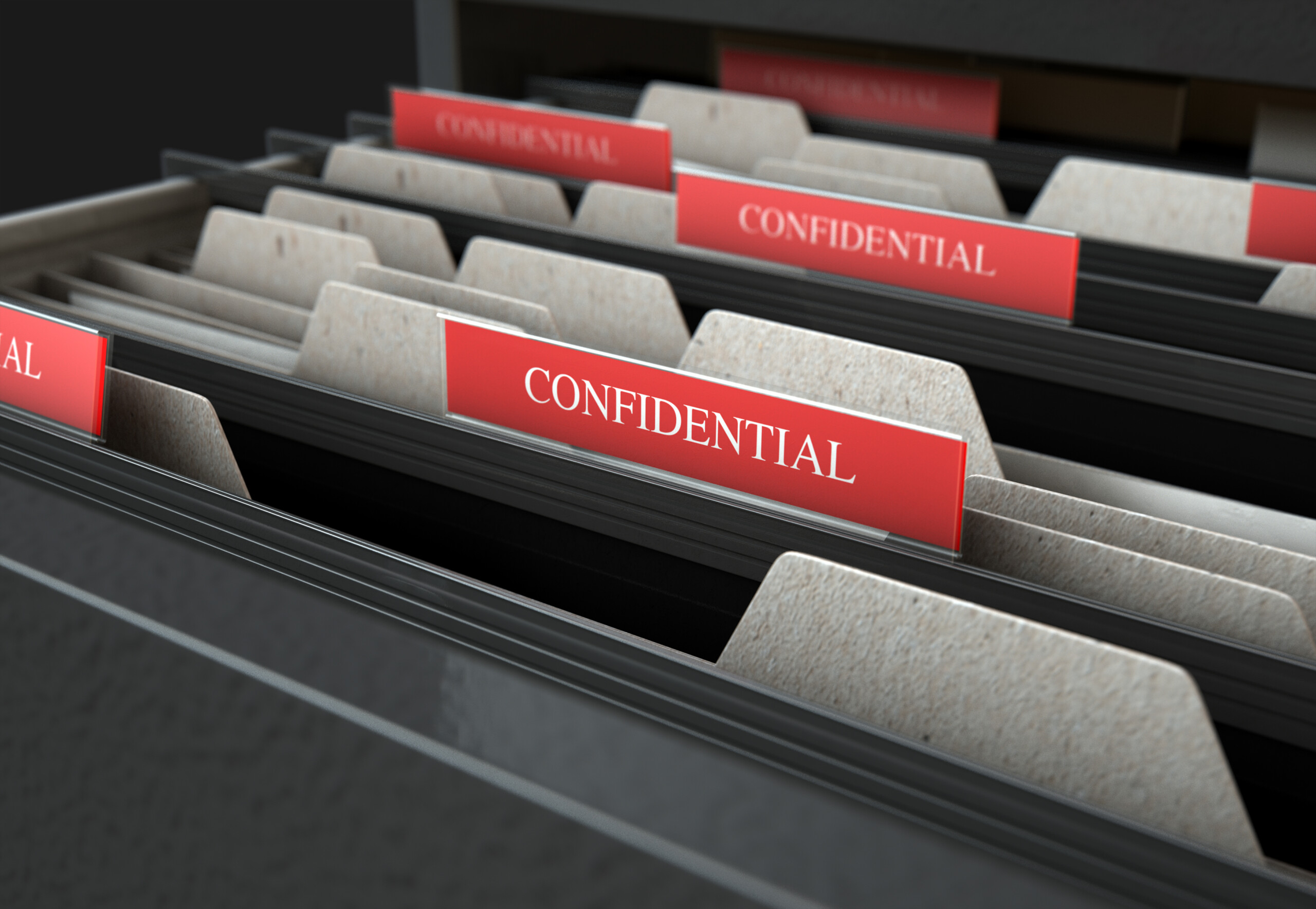Confidential Filing Folders in Drawer